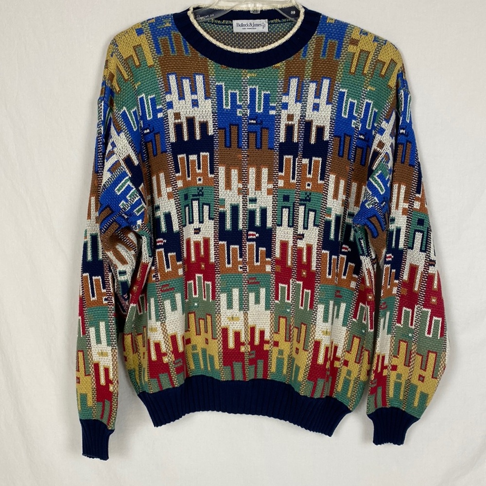 Bullock & Jones San Francisco Mens Colorful Pullover Sweater Size L  Italy